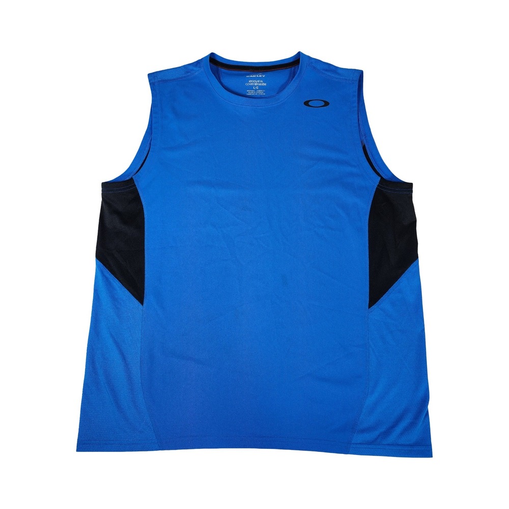 Oakley Mens O-Hydrolix Performance Tank Top Blue Black Mesh Sleeveless Shirt L